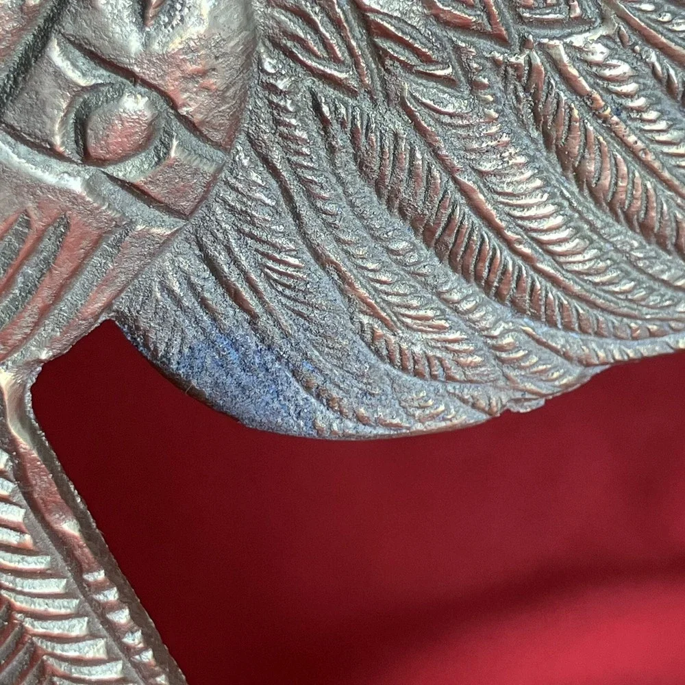 Vintage 9" Angel / 2D /‎ Etched Solid Brass / Flowing Dress Wings / Decor / Flaw - Picture 10 of 13